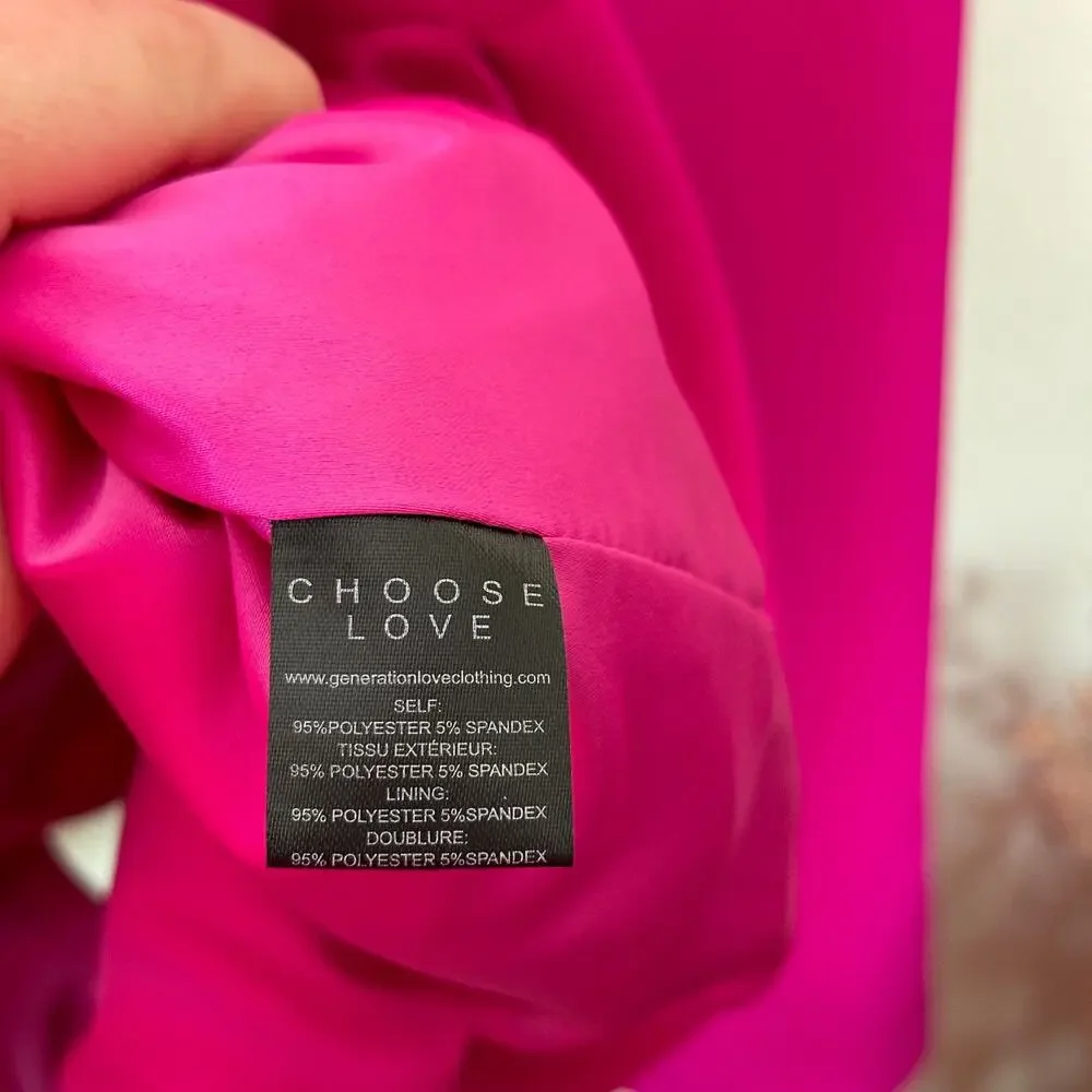 GENERATION LOVE Leighton Crepe Double Breast Blazer Hot Pink Magenta Sz S {KK1} - Picture 8 of 8